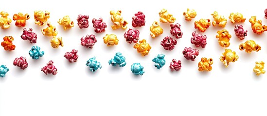 Aufkleber - colored popcorn set against a white background. with copy space image. Place for adding text or design