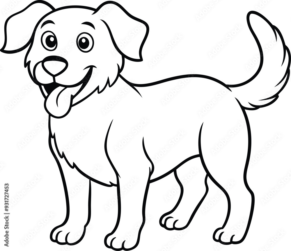 Adorable dog coloring page with simple black and white lines, perfect ...