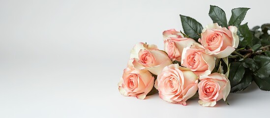 Poster - A bouquet of roses on a white background. with copy space image. Place for adding text or design
