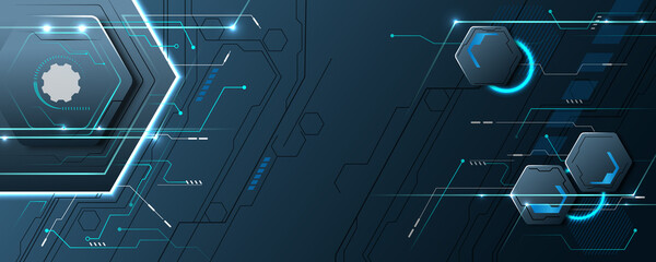 Hexagonal geometric technology background picture Circuit board concept network communication