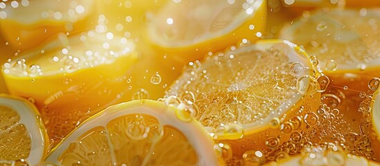 Fototapete - Closeup background featuring lemons. with copy space image. Place for adding text or design