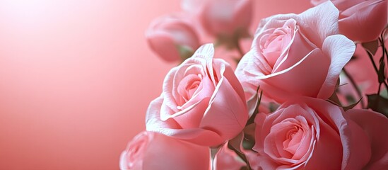 Poster - roses in pink. with copy space image. Place for adding text or design