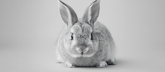 gray rabbit on a white background. with copy space image. Place for adding text or design