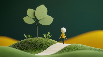 Growth mindset journey, breaking barriers with optimism, 3D illustration