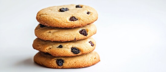 Aufkleber - Homemade butter cookies with raisins White background Copyspace