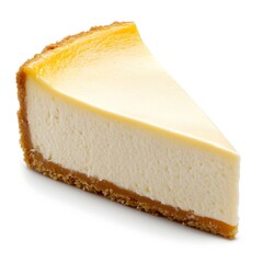 Wall Mural - Macro Shot of a Perfect Creamy Cheesecake on White Background