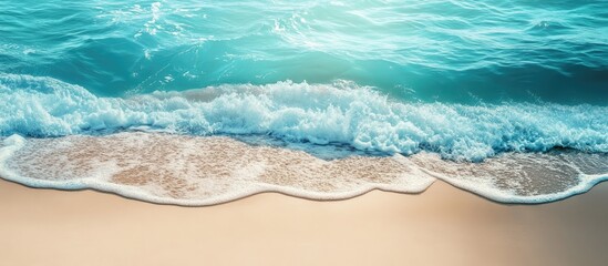Aufkleber - Gentle ocean waves on a tropical sandy beach during summer background. with copy space image. Place for adding text or design