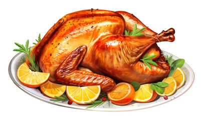 Poster - PNG Thanksgiving dish dinner plate.