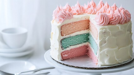 Canvas Print - Multicolored Cake with Pink Frosting