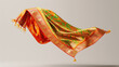 © PIX OF WORLD AI - indian female clothes sari flying on white background