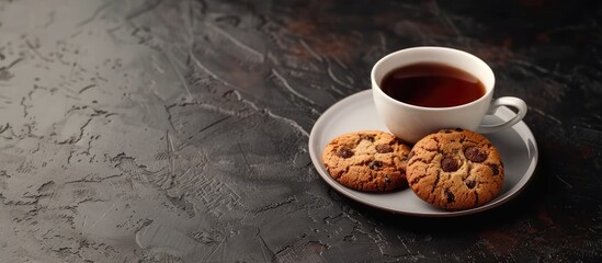 Fototapete - Cookie and English tea with copy space