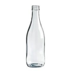 Empty clear glass bottle on transparent background