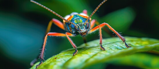 Poster - Close up shot of an insect on a garden plant. with copy space image. Place for adding text or design