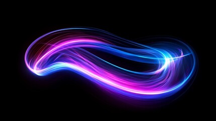 Wall Mural - Stunning neon light effect glowing trails. Colorful light motion speed background. Motion blur long time effect. Technology 5G design concept. Laser beam sparkling on dark scene. Fast moving to the