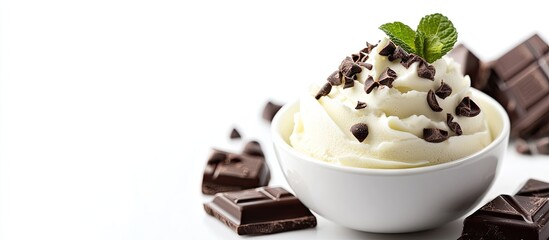 Leinwandbilder - Cream pile with chocolate isolated on a white background. with copy space image. Place for adding text or design