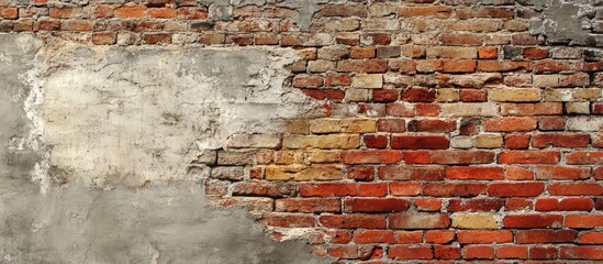 Wall Mural - A brick wall featuring both old and new bricks Suitable as a background for design and presentations. with copy space image. Place for adding text or design