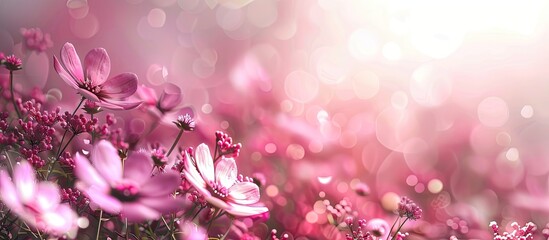 Aufkleber - pink flower garden. with copy space image. Place for adding text or design