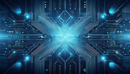 A digital design with abstract circuit lines on a technology background.