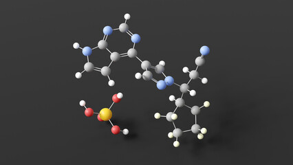 Sticker - deuruxolitinib phosphate molecule 3d, molecular structure, ball and stick model, structural chemical formula tyrosine-protein kinase inhibitors