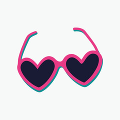 Sticker - Sunglasses pink hearts glasses for summer eyeslasses heart shape flat cartoon hand drawn image (15)