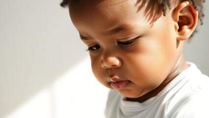 Wall Mural - Portrait of a Baby Boy Looking Down