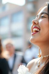 Sticker - Happy Woman Laughing In the City