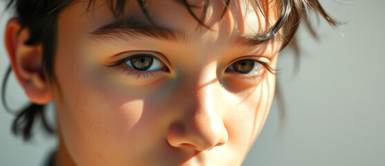 Canvas Print - Close-up of a Child's Eye with Sunlit Skin