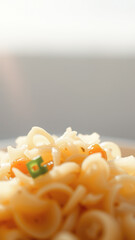 Canvas Print - Close Up of Noodles with Sauce and Green Onions