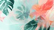 © NATTAWUT - Artistic tropical plants with flowing lines in an abstract pattern on a soft mint background