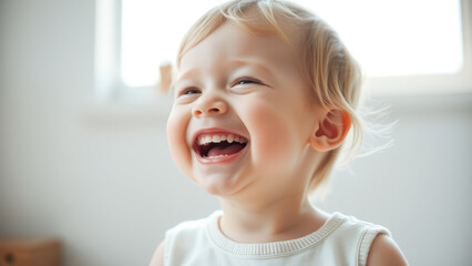 Canvas Print - Happy Toddler Girl Laughing