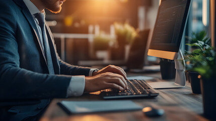 Canvas Print - Businessman Using Business Computer In Office