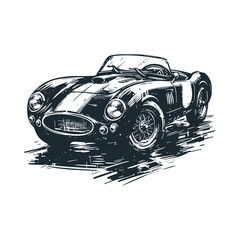 Poster - The classic sport car. Black white vector illustration.
