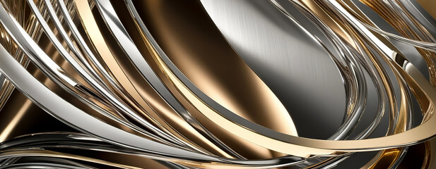 Abstract shiny silver and gold wave luxury background, Silver with golden glitter sparkles on a dark background