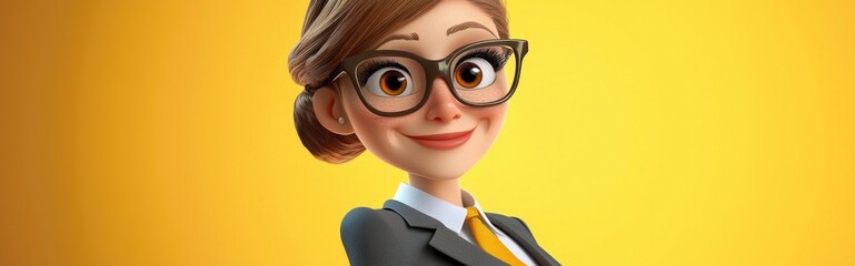 Wall Mural - Cheerful 3D cartoon business lady