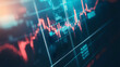 © imran - chart with uptrend line candlestick graph in stock market on blue color monitor background