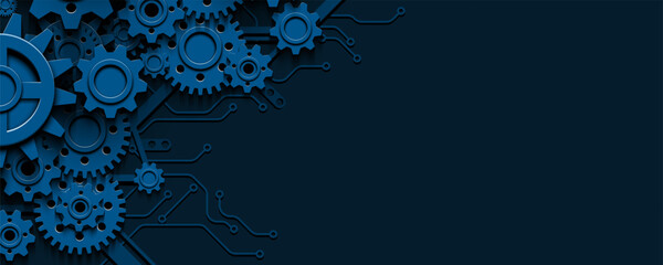 Wall Mural - technology background image, concept, gear, circuit board, network, communication