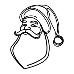 Wall Mural - Vector continuous one single line drawing icon of Santa Claus. Linear stylized.