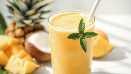 Poster - Freshly Made Pineapple and Coconut Smoothie