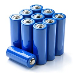 Blue AA batteries, isolated on white background