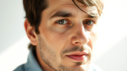 Wall Mural - Close-up portrait of a young man with a thoughtful expression