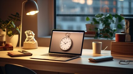 Comfortable home office setup with a modern desk and notebook.