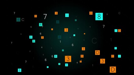 Abstract technology background with binary code squares numbers and letters