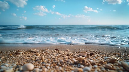 summer background with seascape and sand in the foreground front view : Generative AI