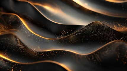 Poster - 3D abstract wallpaper Threedimensional dark golden and black background golden wallpaper Black and gold background : Generative AI