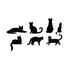 Wall Mural - vector isolated silhouette cat set,  Cat silhouette vector pictogram ,Vector silhouette of the cat sitting, black color, isolated on white background