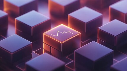 Wall Mural - A close up of a glowing square on top of some computer keys, AI