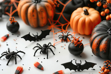 Sticker - Halloween decor: pumpkins and bats