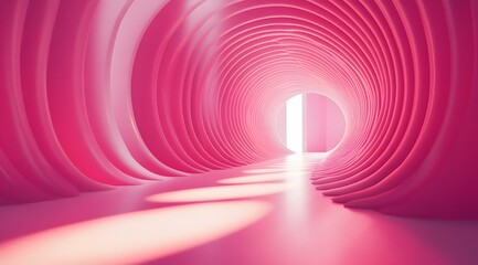 Wall Mural - Abstract Pink Tunnel with a Bright Light at the End