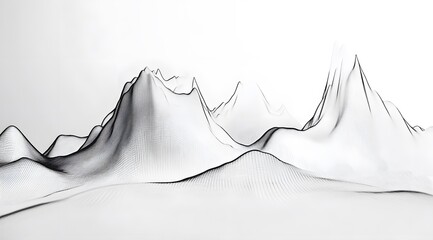 Wall Mural - Abstract Black and White Wireframe Mountain Range