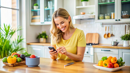 young woman measuring sugar level in the morning